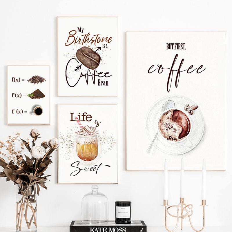 Nordic Food Coffee Beans Bean Grinder Modern  Posters And Prints Wall Art Canvas Painting Wall Pictures Cafe Kitchen Decoration