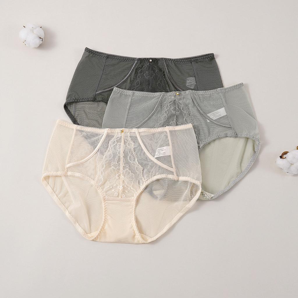 3-Pack Simple Solid Color Mid Waist Underwear for Women