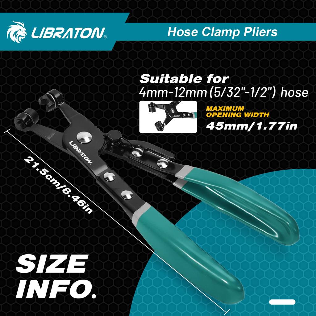 LIBRATON Hose Clamp Pliers, Hose Band Pliers, Hose Clip Pliers, Automotive Hose Clamp Replacement Tool, Ratchet Fuel Hose Pliers