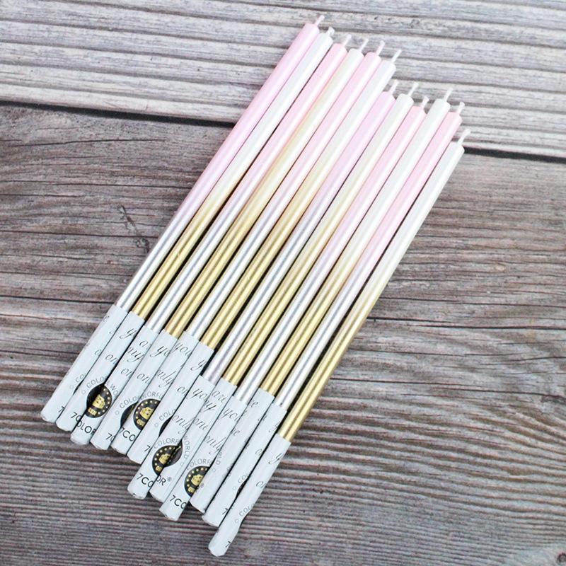 Crown Birthday Cake Candle Ins Gradient Platinum Silver Powder Slender Pencil Party Wedding Decoration Candle