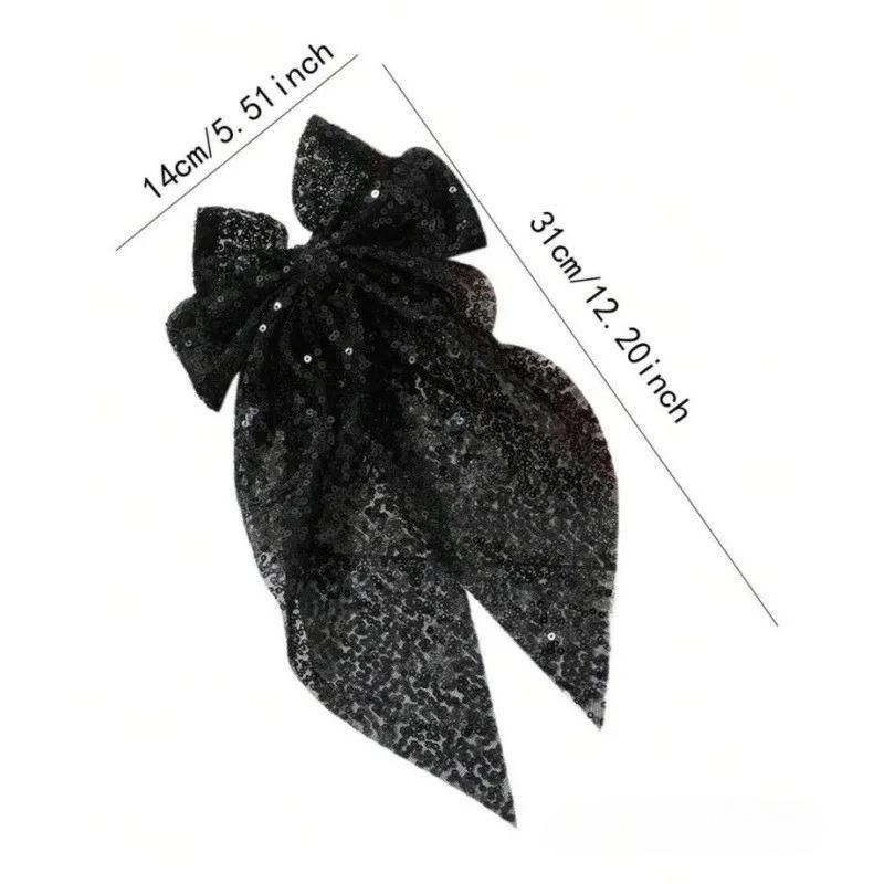 Mode Pailletten Schleife Haarspange Mesh Band Haarnadel Elegant Weihnachten Neujahr Party Haaraccessoires