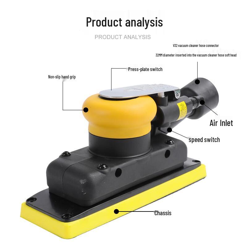 Rectangular Pneumatic Sander Tool CN plug (adapter included)