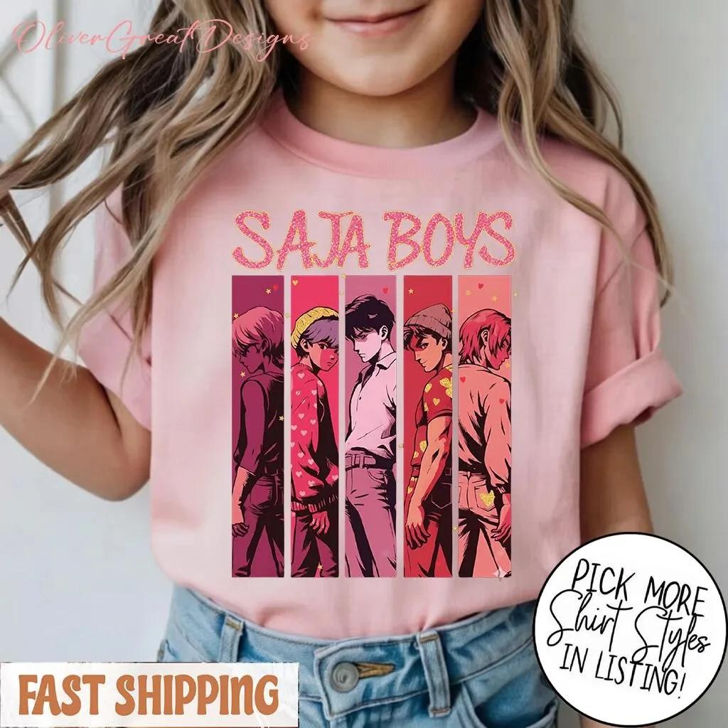 SAJA BOYS Anime Kids T-Shirt Retro Y2K Aesthetic Print Short Sleeve Tee Casual Summer Top for Boys Girls