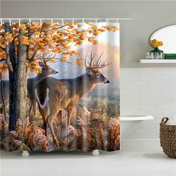 Animals Elephant Shark Octopus Deer Shower Curtains Bathroom Waterproof Polyester Curtain for Bathroom Shower