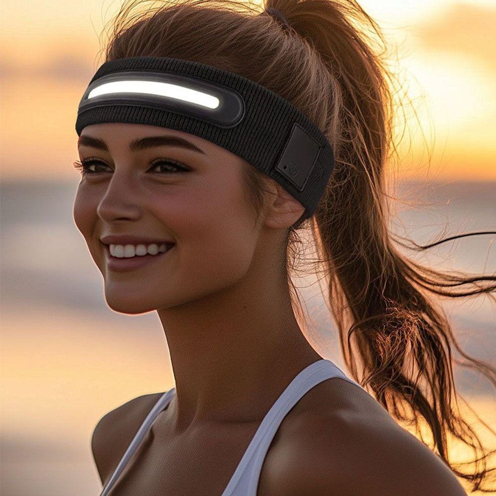 USB LED Light  Headband Elastic Sports  Light Head Hat Unisex Headscarf  Exercise