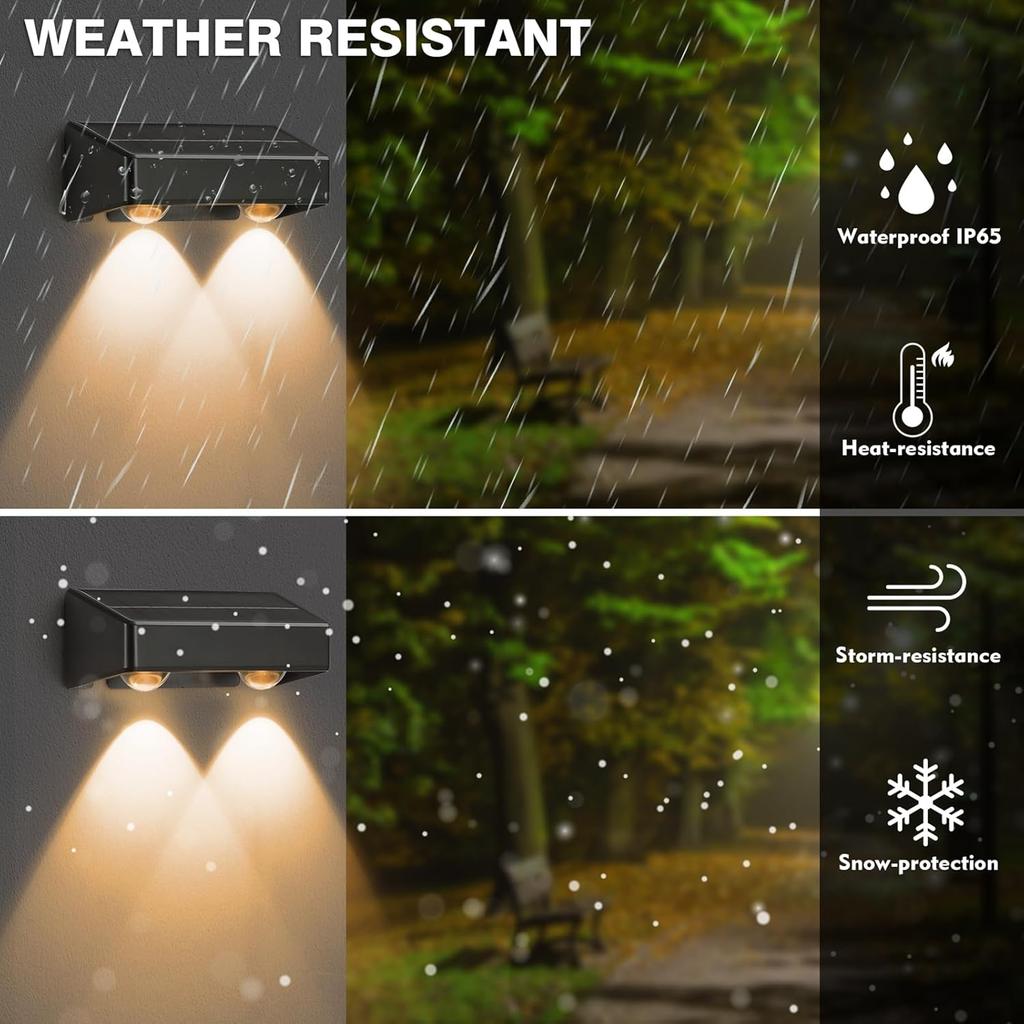 Solar Fence Lights Outdoor,9 Colors RGB Solar Lights for Fence Color Changing Deck Lights for Outside 11 Lighting Modes Waterproof Solar Wall Light