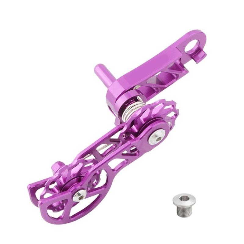 Light Weight Aluminum Alloys Chain Tensioner Cycling Double Spring Chain Guide Single Speed Mountain Bike Chain Tensioner фиолетовый