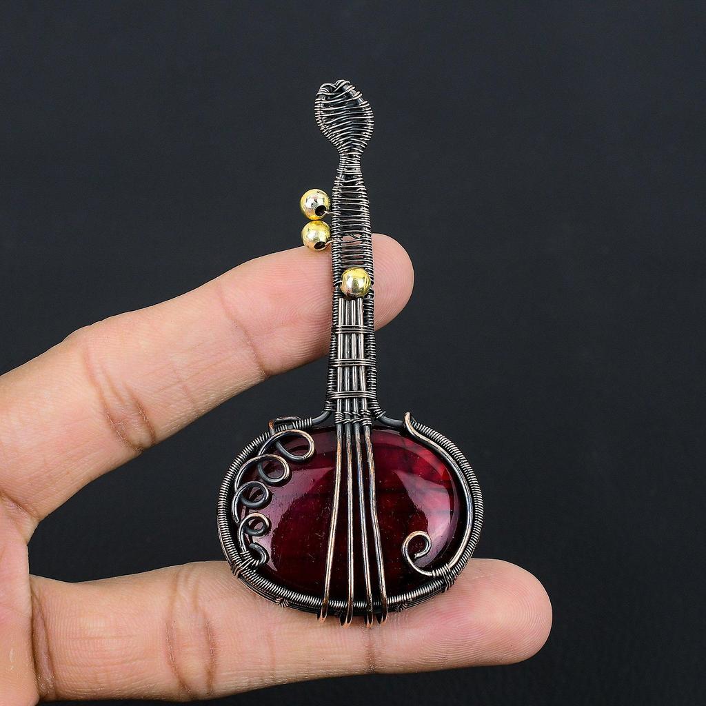 Red Flash Labradorite Pendant, 999 Copper Wire Wrapped Jewelry, Gemstone Jewelry Pendant, Handmade Wedding Gift Jewelry