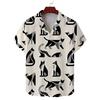Zomer Unisex Nieuw Kortmouwig Shirt met Kattenprint Patroon voor Casual Woon-werkverkeer, Modieus en Gepersonaliseerd Ademend Shirt