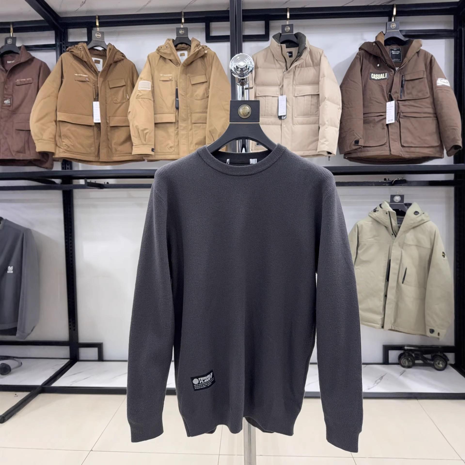 

H Brand Men s Minimalist Round Neck Knit Sweater – Warm, Versatile, Long Sleeve 3Y119 175 cm for 130-145 lbs темно-сірий