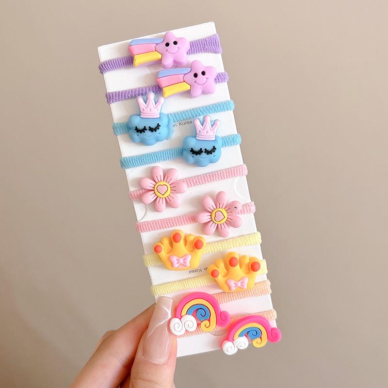 Elastice de păr colorate cu desene animate pentru copii - Drăguțe, elastice de cauciuc cu elasticitate ridicată și bentițe