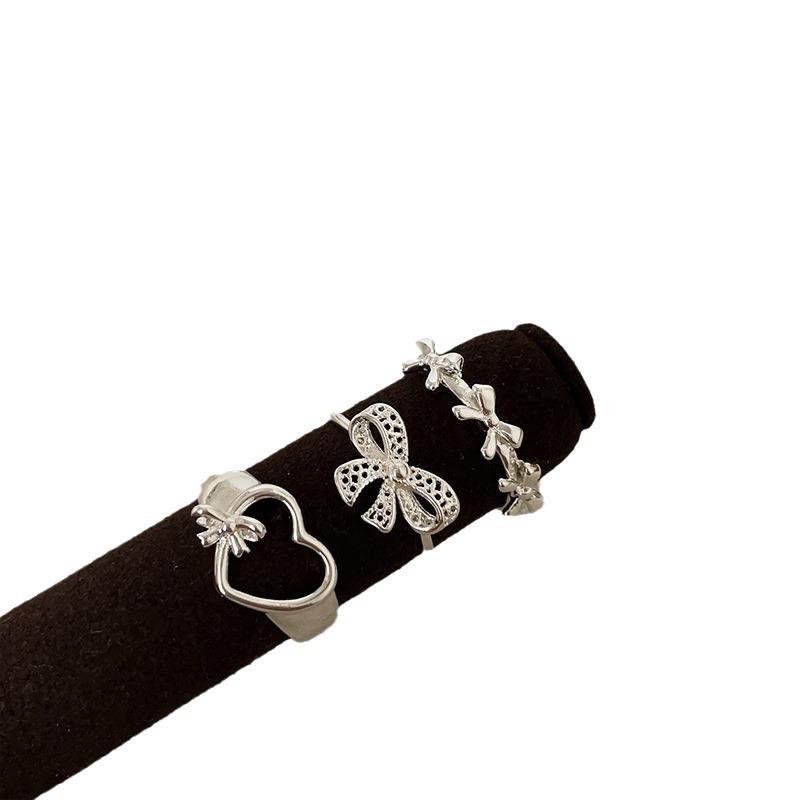 Sweet And Cute Bow Love Open Ring Female Niche Gentle Fashion Temperament Elegant Versatile Ring Ring