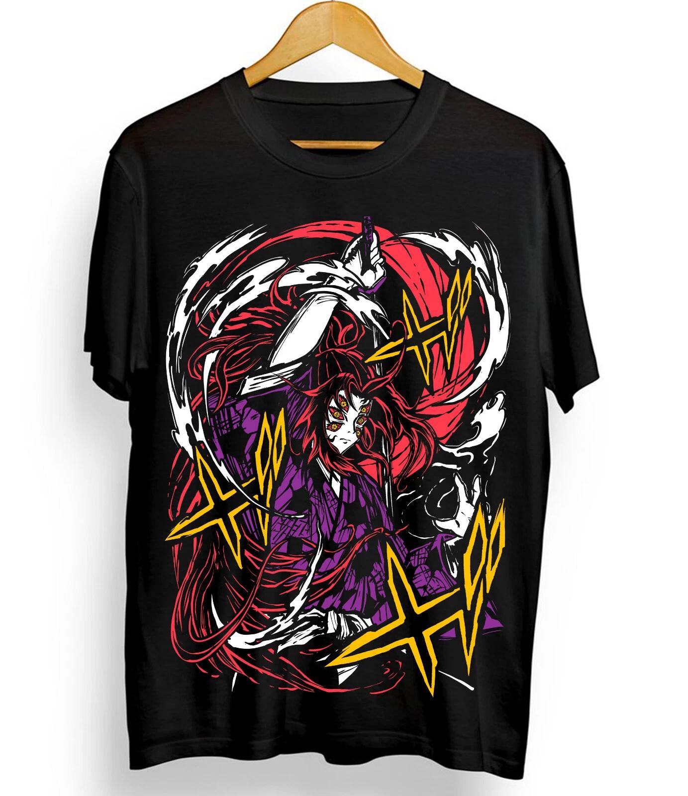Kokushibo TShirt Demon Slayer Kimetsu No Yaiba Anime Unisexga Black Shirt All Size Summer Unisexs and Womens Breathable Tshirt Top S
