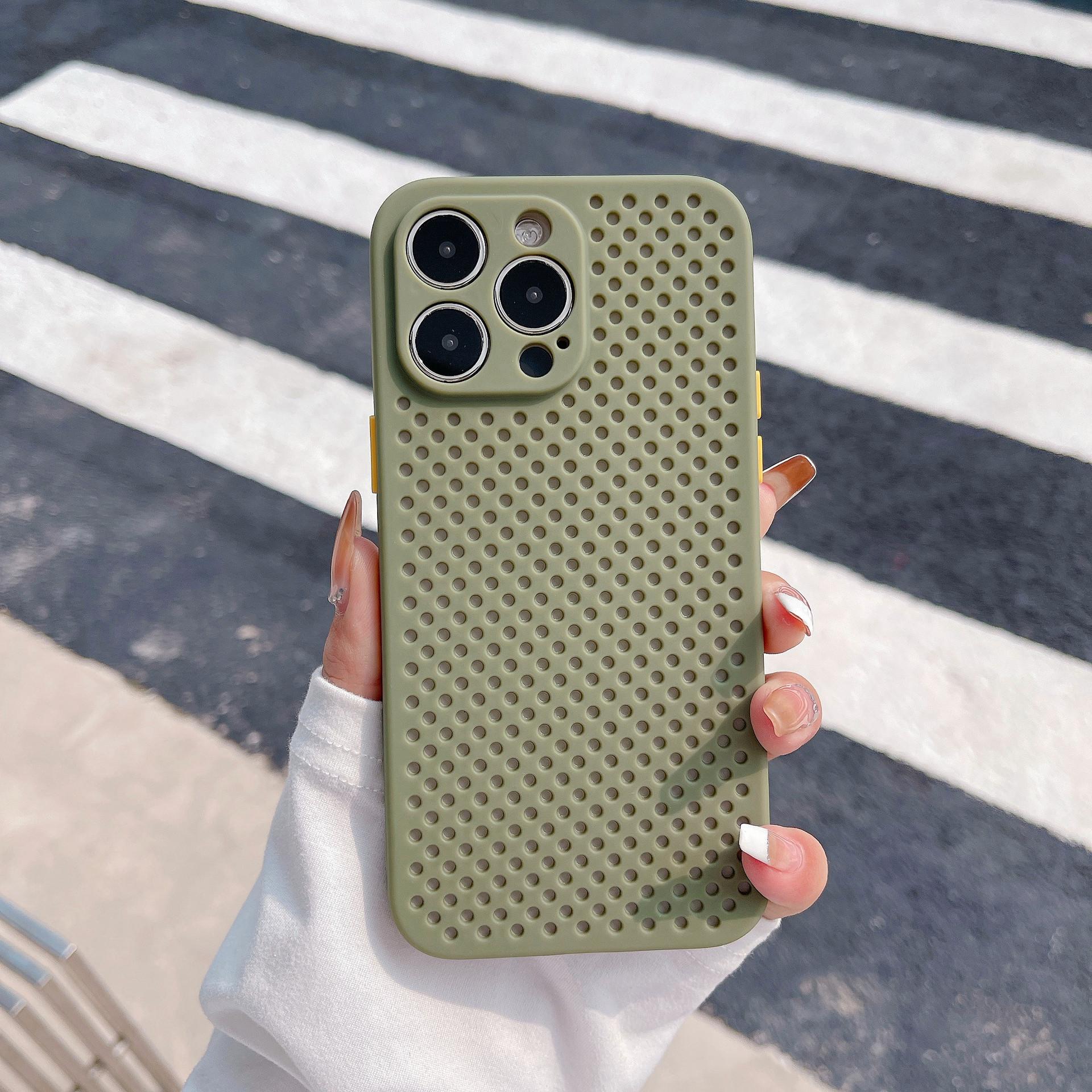 

Подходит для чехла для телефона IPhone 14 7/8 Plus Дышащий и отводящий тепло силиконовый чехол XR Apple 13 Сетчатый чехол Защитная крышка iPhone 6/6S