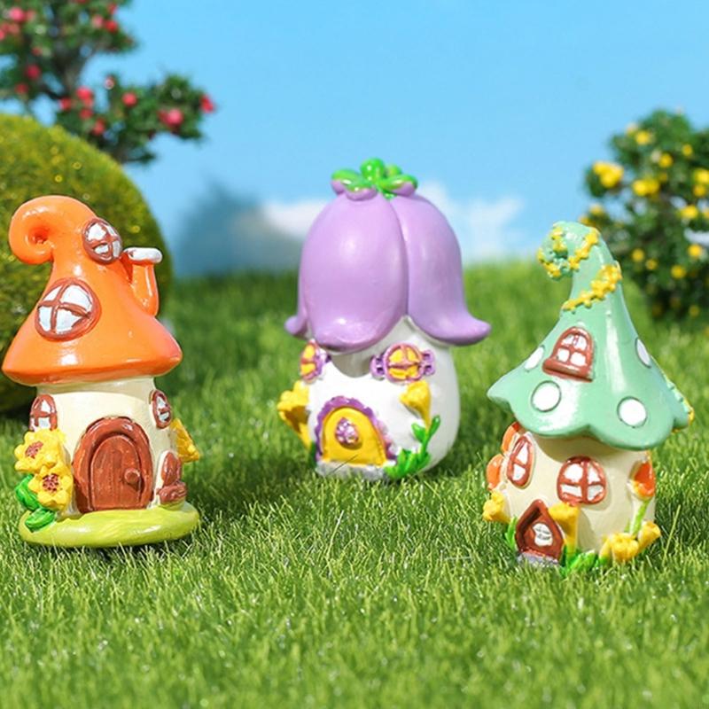 62KD Charm Mushroom House Desk Decors for Fantasy Enthusiasts Garden Decorations