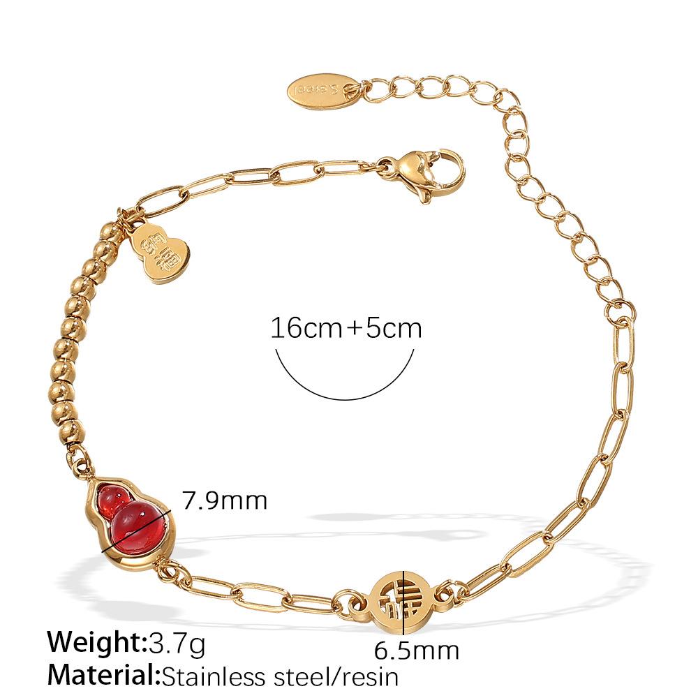 

Stainless Steel Inlaid Resin Pendant Necklace Retro Gourd Fashion High Sense Versatile Necklace
