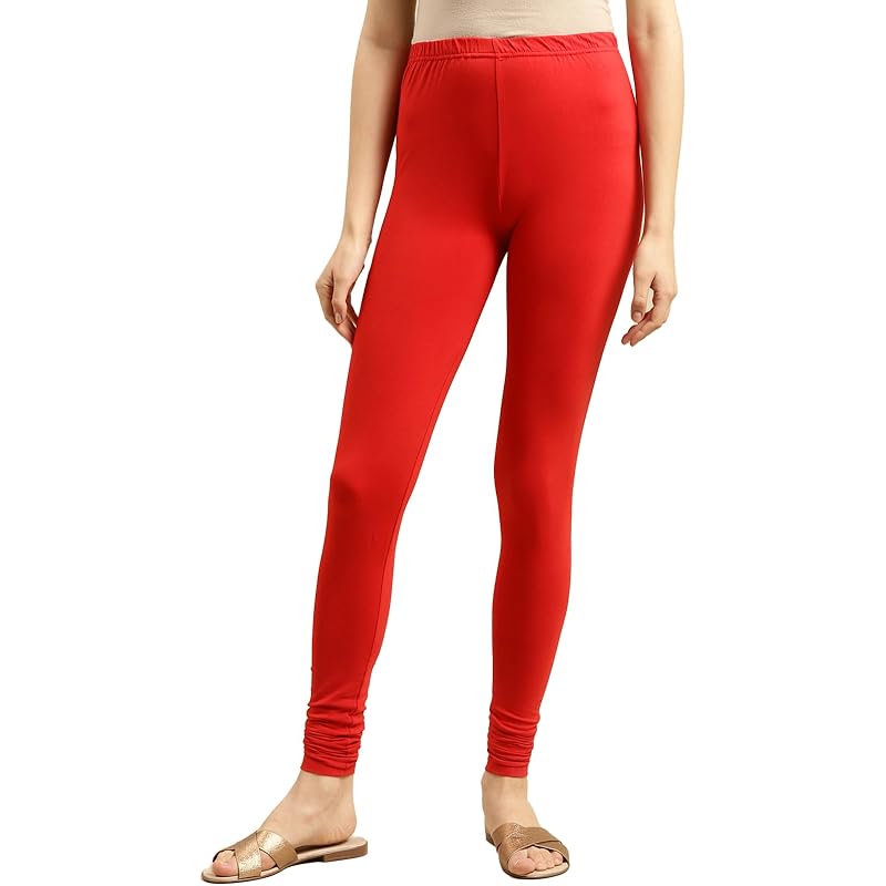 rangita Women Cotton Red Solid Full Length Churidar, M