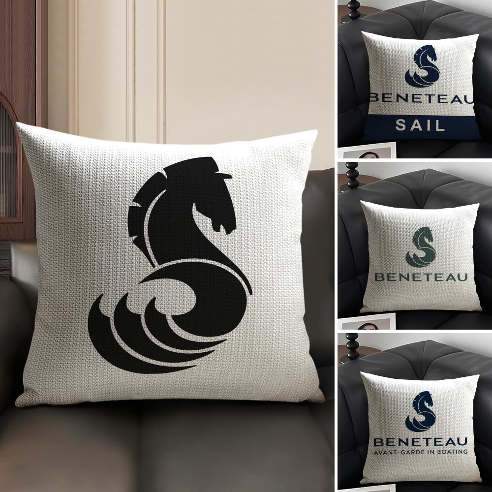 B-Beneteaus Y-Yachts Cushion Cover Summer Breathable Linen Organic Fabric Double-Sided Printing Sofa Pillow Case Home Decor
