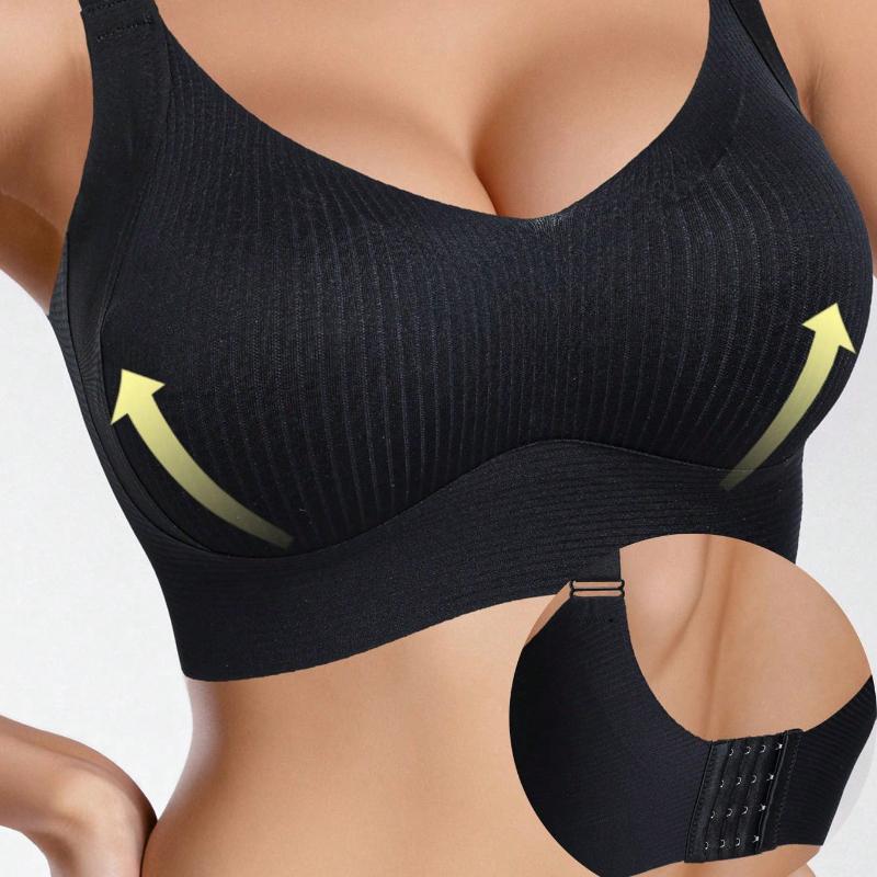 Soutien-gorge sans armature grande taille pour femmes, Soutien-gorge push-up à couvrance totale avec larges bretelles réglables, Fermeture au dos Lingerie confortable pour poitrines généreuses