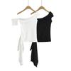 Pure Lust Hot Girl Streamer One-shoulder Short-sleeved Summer New Sexy Off-shoulder Temperament Slim Top