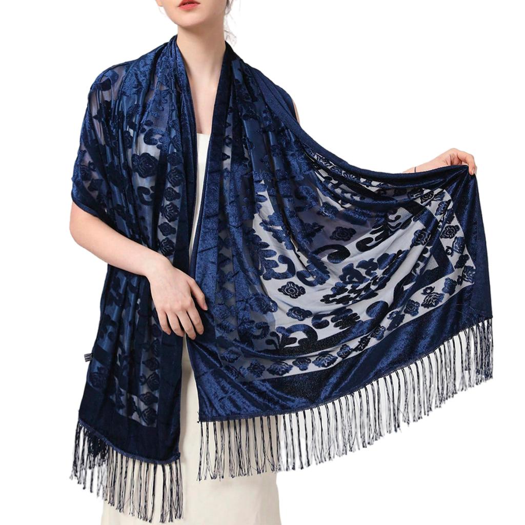 Ethnic Style Shawl Elegant Cheongsam Cape Shawl Versatile Long Tassel Scarf Warm Air Conditioning Room Shoulder Wrap