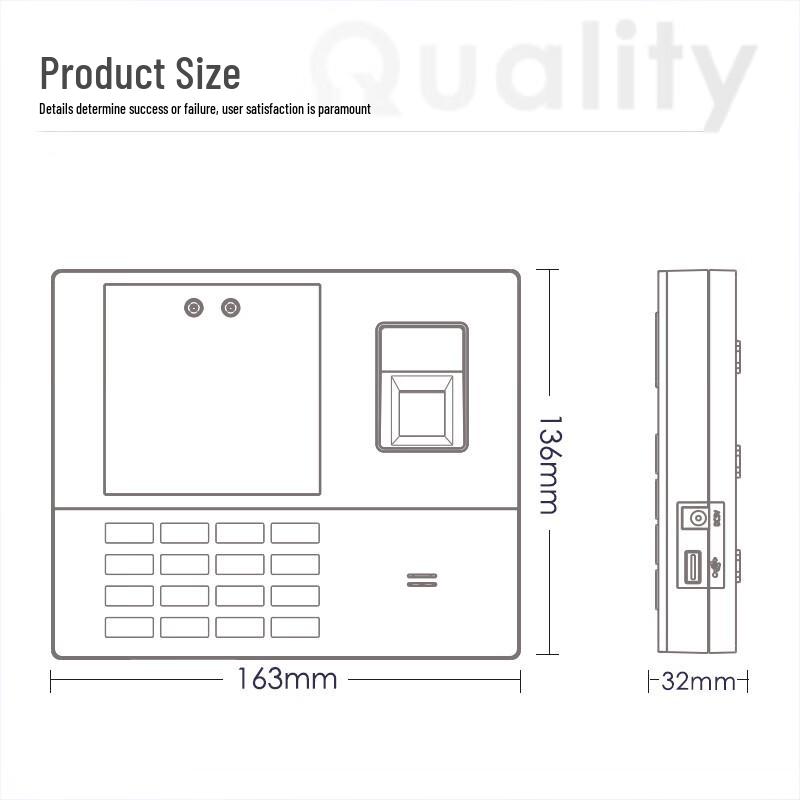 Deli Smart WiFi Face and Fingerprint Time Attendance System CN plug (adapter included)