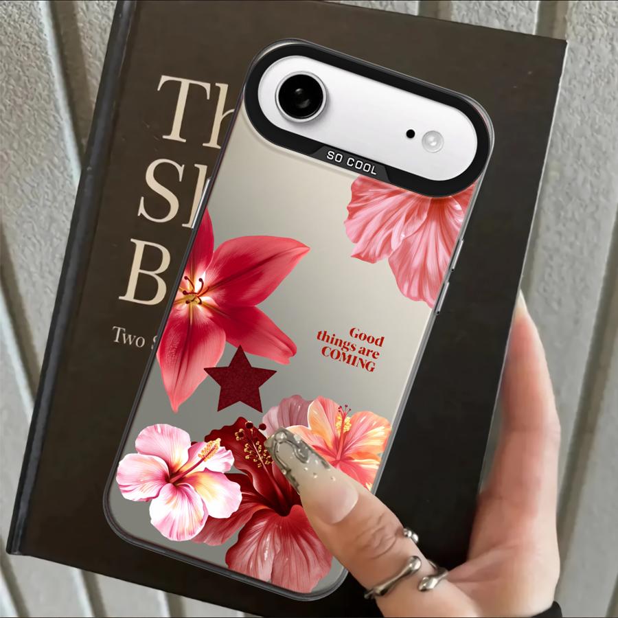 Cherry Flower Print Clear Case for iPhone 17 Pro Max 16 14 11 XR XS 12 13 Pro 15 Plus Air Back Phone Cover
