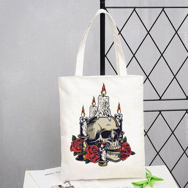 Custom Name Punk Print Ladies Gift Designer Handbags Shopping Beach Bag Woman Shopper Folding Canvas Tote Travel Shoulder Bags