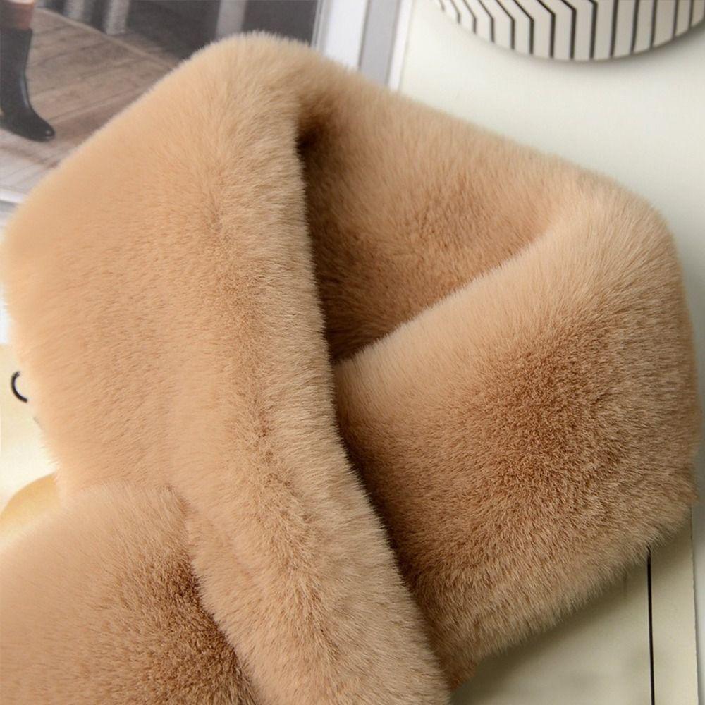 Verdickter Kreuzschal Plüsch-Halswickel Winter Warm Kunstkaninchenfellschal Herbst Winter