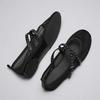 Black Mesh Ballet Flats Women Fashion Belt Buckle Design Hollow Out Flat Shoes Summer Light Comfort Beach Sandals Mules Loafers