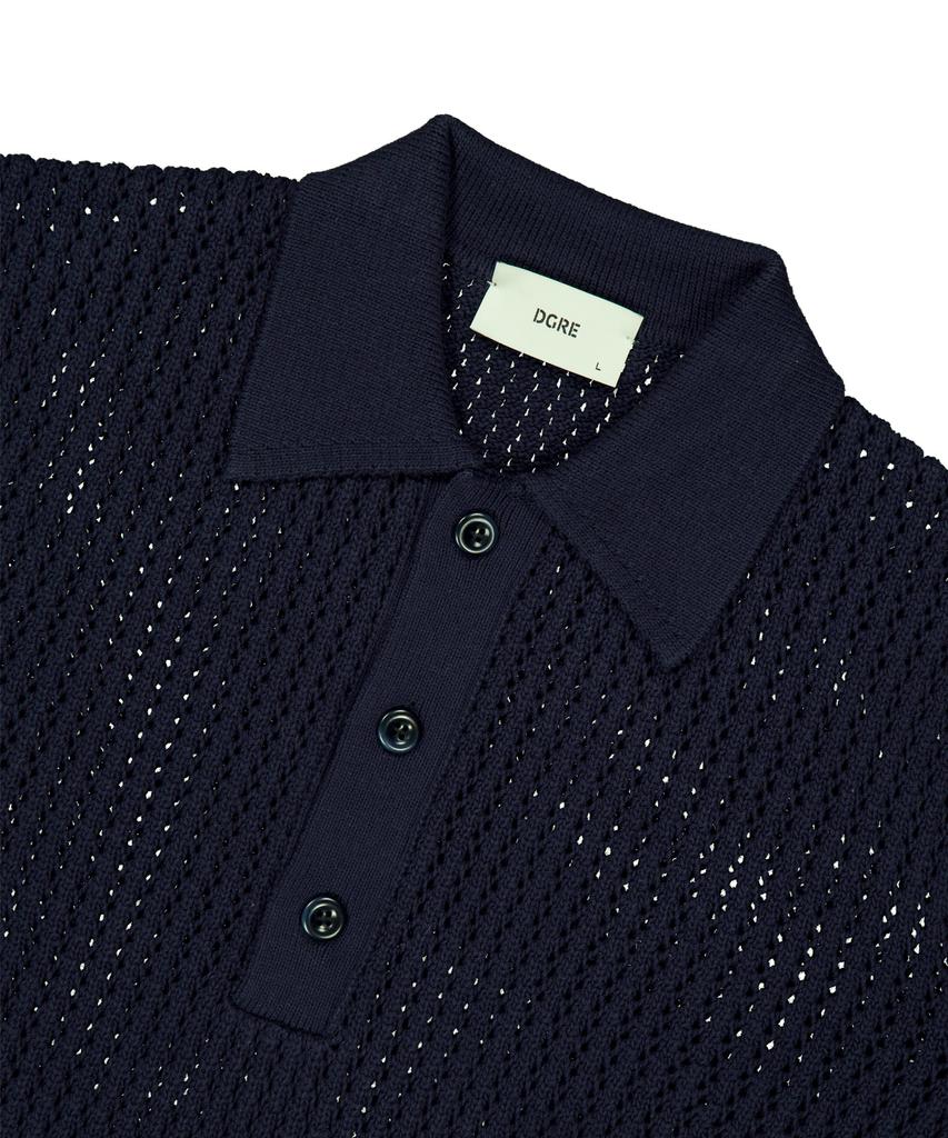 Digeule Rope Short Sleeve Cotton Knit Navy
