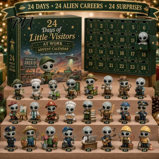 Collectible Alien Elf Figures 2026 Spirit Advent Calendar, 24-Day Countdown Mini Figure Set, Festive Home Decor Ornaments Fairy Christmas Ornament