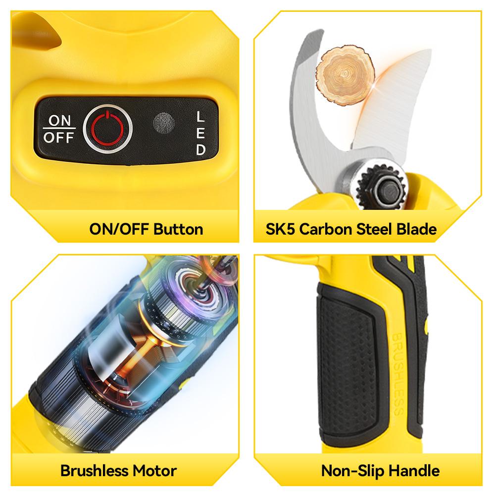 MELLWIN 30mm Brushless Electric Pruning Shears Cordless Fruit Tree Branches Cutter Garden Scissors For Makita 18V Battery Pin