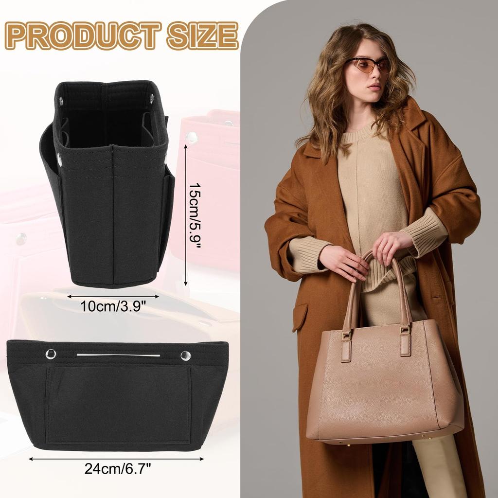 uxcell Luggage Organizer Insert with Snap Closure, Multi-Function Compartment, Portable Felt Bag Insert, Dome Shaper for Satchels, Totes, and