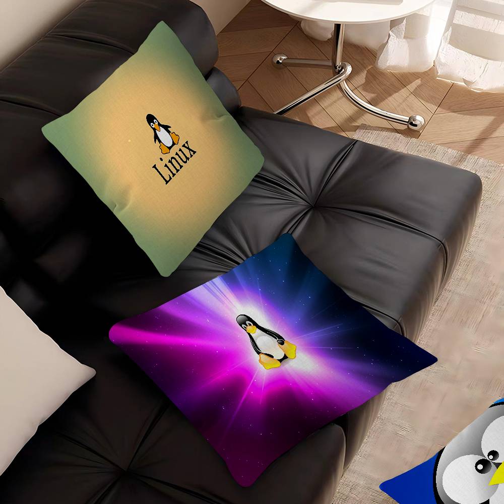 Linux Operating System Tux Penguin Anime Personalized picture text home decorative pillows Household Gifts 45x45cm