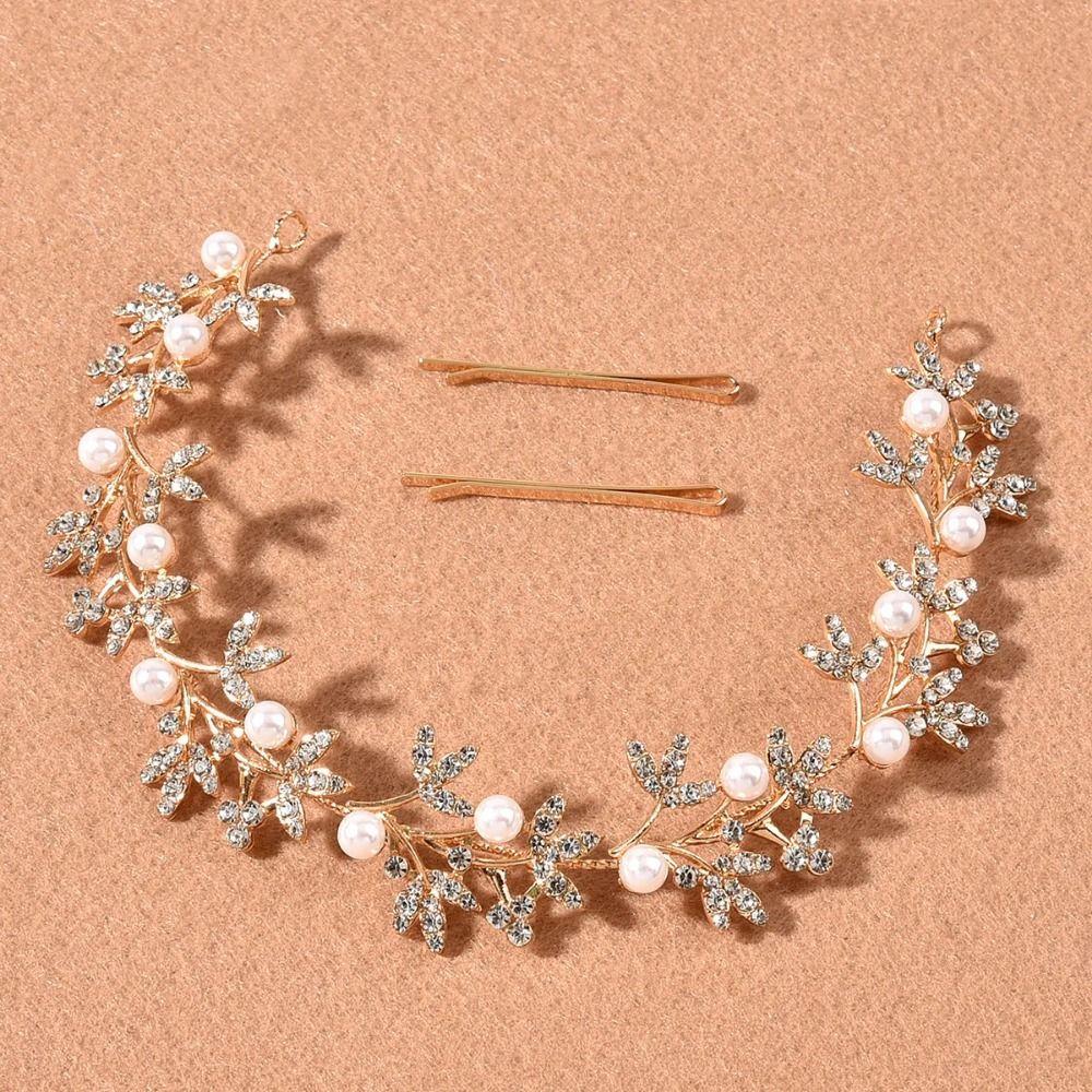 Shiny Crystal Pearl Hair Vine Crystal Fashion Bridal Hairband  Banquet Dancing Party