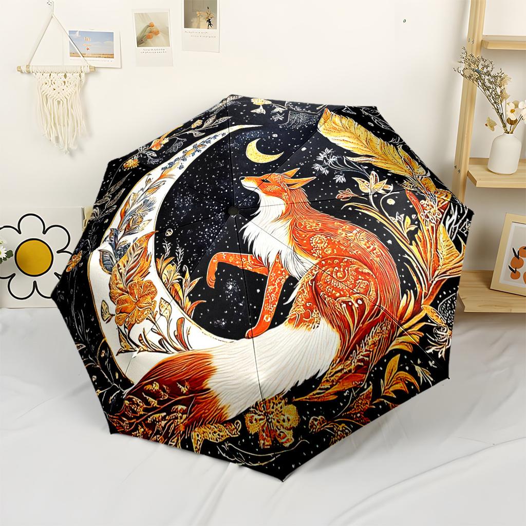 Purple Butterfly With Diamonds And Pearls Portable Automatic Umbrella With Elegant Collapsible Folding Umbrella With 8 Ribs Sturdy Construction For