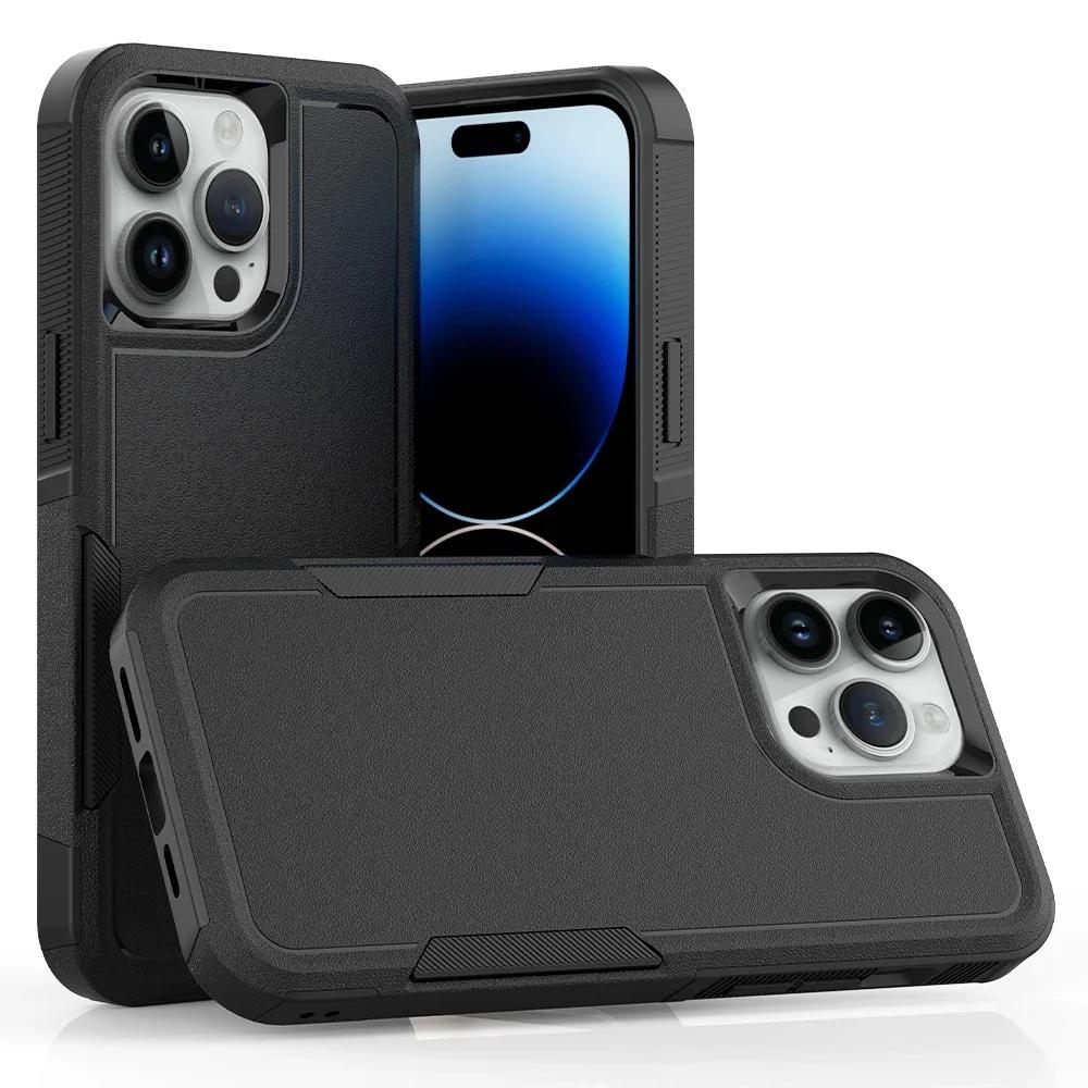 2IN1 PC+TPU Heavy Duty Rugged Armor Phone Case for IPhone 16 15 14 11 Pro Max Plus 13/12 XS/R 7/8 4/5G OTT Protector Cover Box