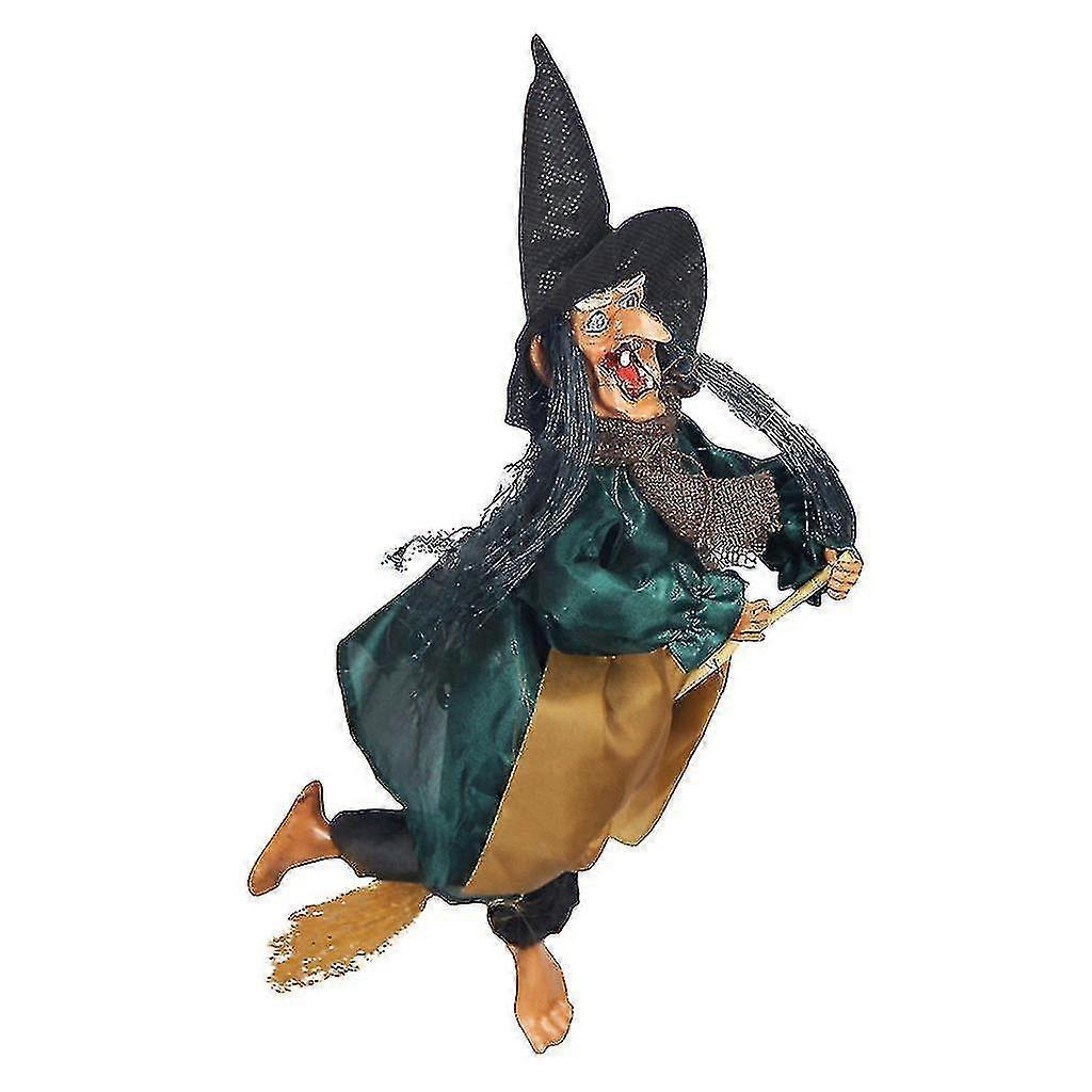Halloween Hanging Animated Talking Witch Props Laughing Sound Control Decor
