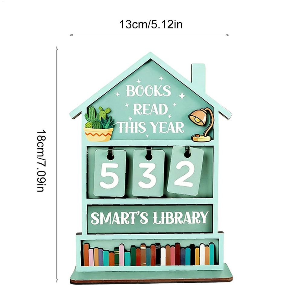 Book Counter Wooden Rustic Home Display Manual Read Tracker Reading Sign Bookshelf Decor for Shelf Desk Table Display Office