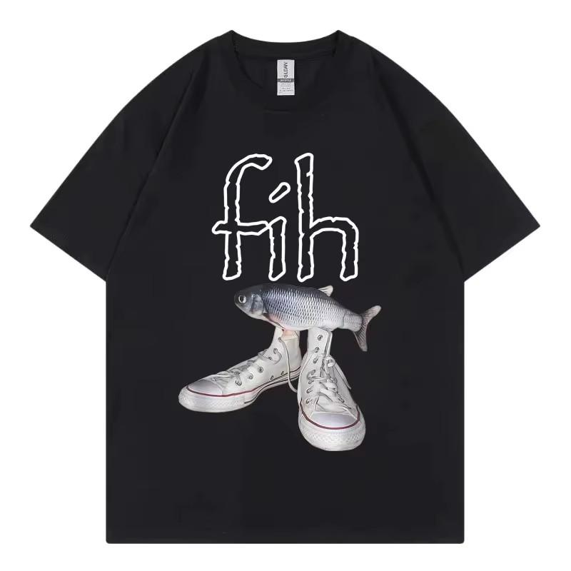 Fih Fish Graphic T Shirt Funny Meme Streetwear Unisex Tee S