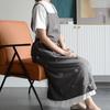 Baumwoll-Leinen-Bestickte Schürzen Latzkleid Kreuzrücken Latzschürze Mit Taschen Zum Kochen Gartenarbeit Backen Malen Café