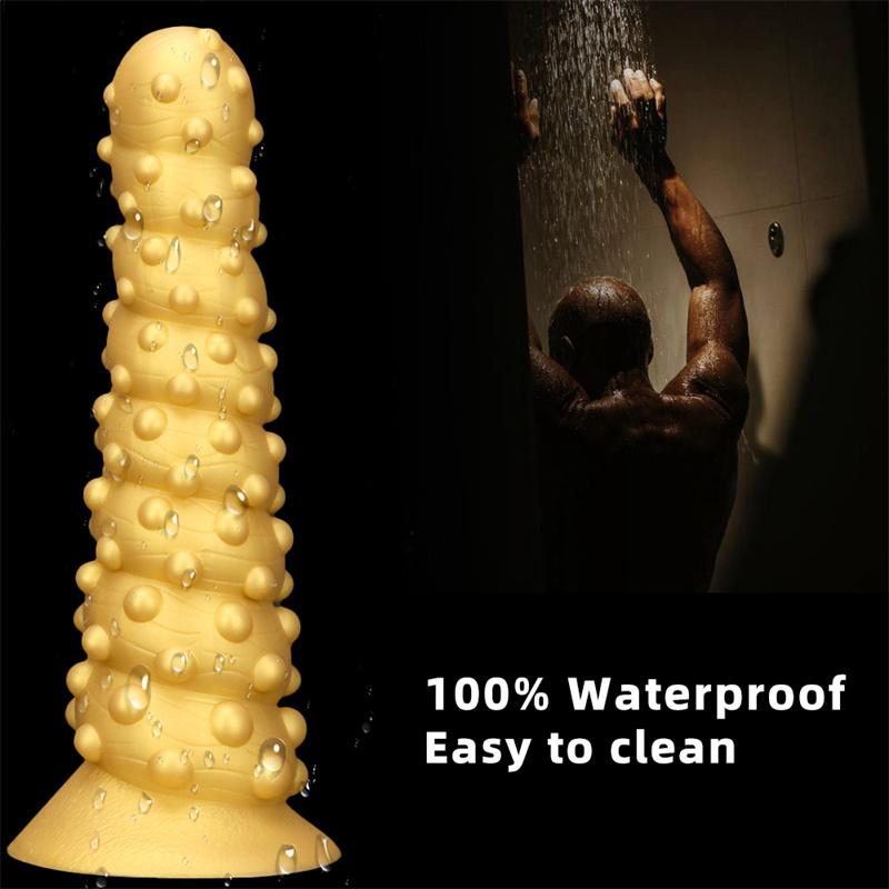 Golden Silicone Giant Suction Cup Large Anal Plug Oversized Threaded Rear Anal Plug Octopus Pull Bead Anal Expander
