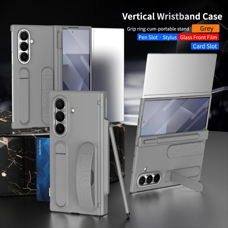 TriFold Phone Case With Wrist Strap Card Slot Stylus Holder Shockproof PC Cover Z Fold Series