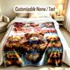 Teddy Bear Theme Custom Blanket Personalized Name & Text Customized Soft Warm Throw Blanket Home Decor