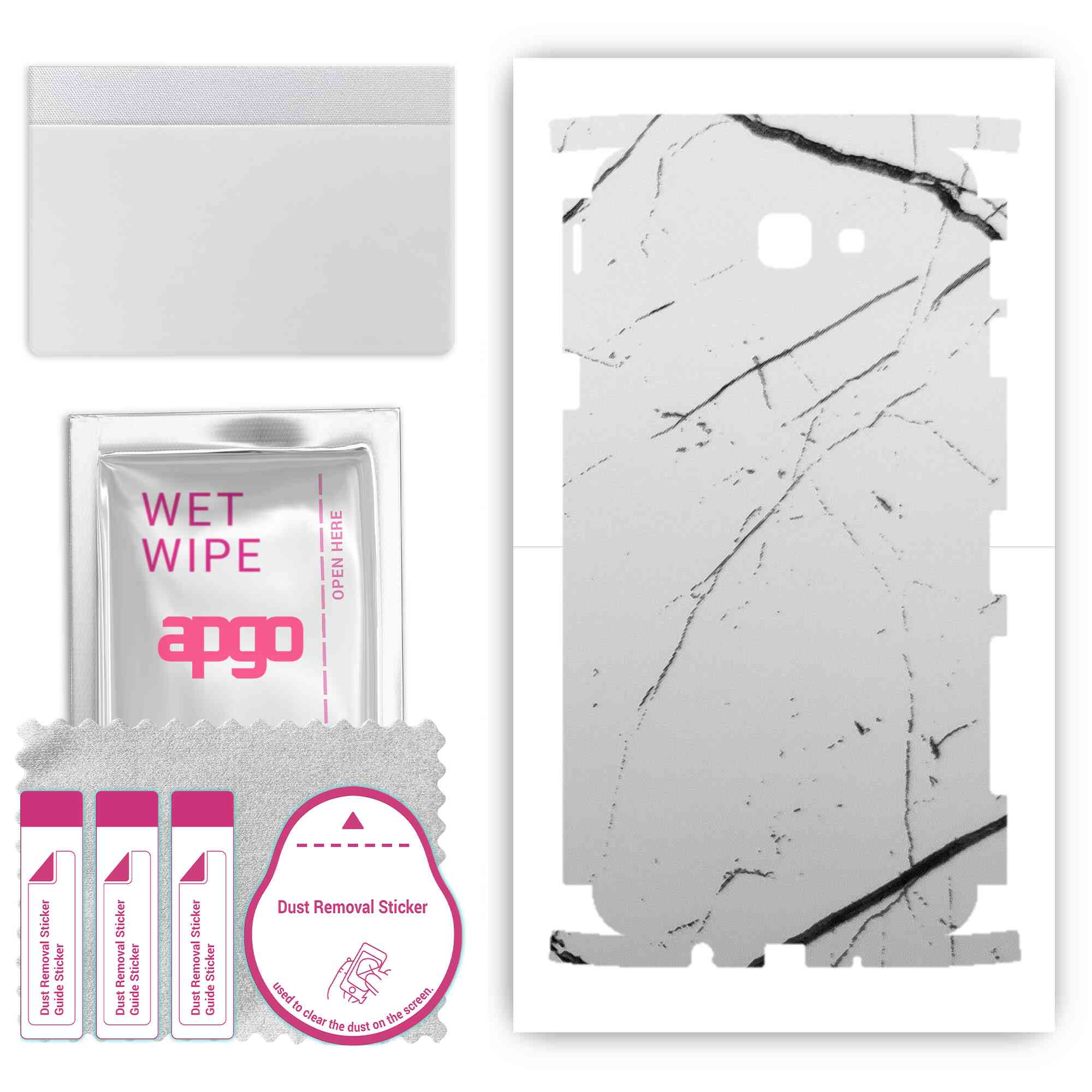

apgo Protective Skin Sticker for the back+sides compatible with Samsung Galaxy J5 Prime, Full Wrap Film, Foil, Vinyl - Pattern White Marble
