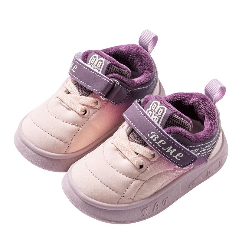 Winter 2025 Kids' Sports Shoes: Two-Layer Cotton Velvet Sneakers for Toddlers & Children, Boys & Girls Casual.