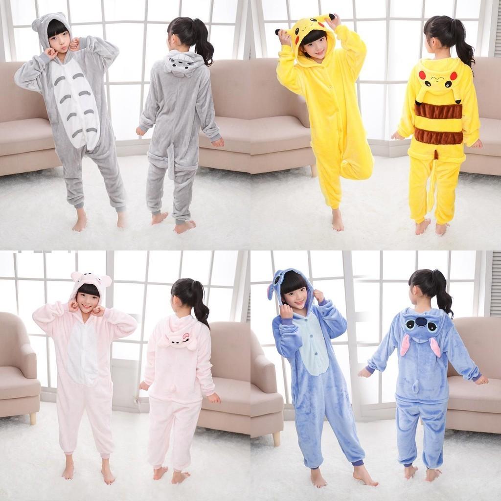 Premium Quality Halloween Kids Pajamas Cosplay Costume Featuring Pokemon Pikachu Dragon Cow Designs