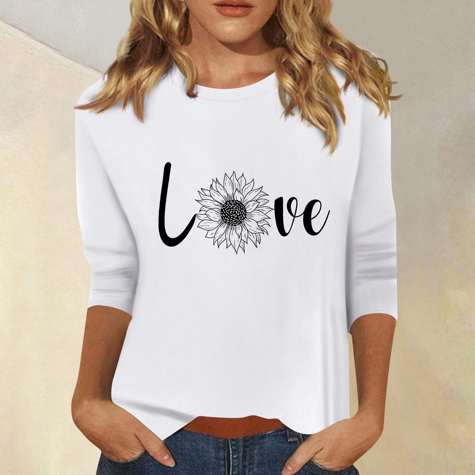 

Жіночий модний повсякденний топ із сімома рукавами та круглим вирізом M білий