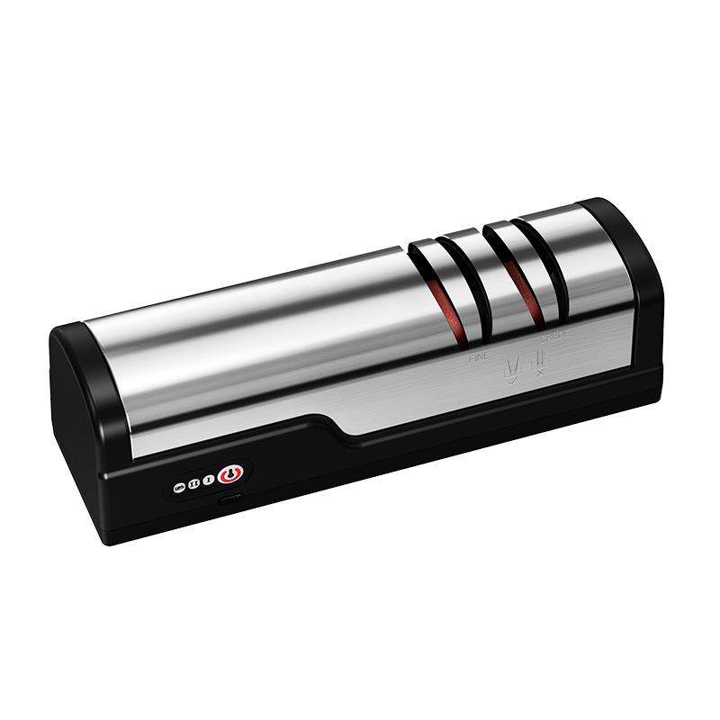 Electric Rechargeable Kitchen Knife Sharpener with Whetstone - Automatic and Fast